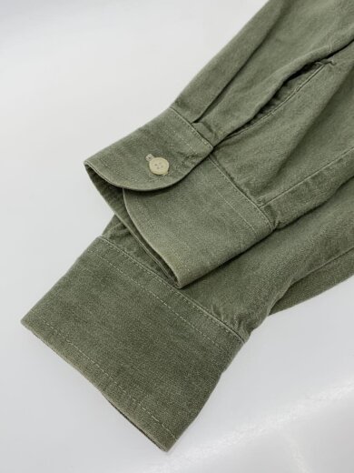 商品画像：90s/巨人タグ/バンドカラーシャツ/長袖シャツ/M/コットン/カーキ 4