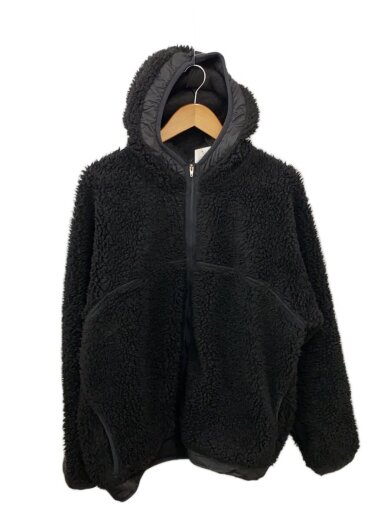 商品画像：ボアフーディ/ジャケット/L/ポリエステル/BLK/無地 1