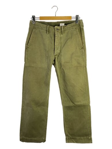 ストレートパンツ/30/コットン/GRN/ヘリンボーン