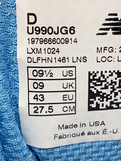 商品画像：ローカットスニーカー/27.5cm/BLU/U990JG6 5