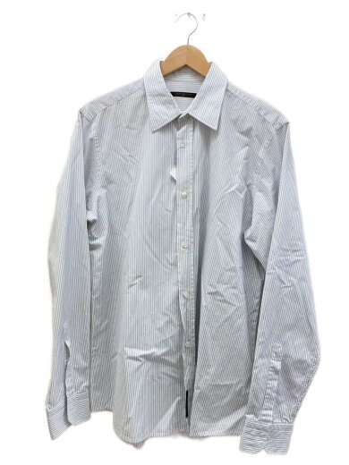 商品画像：長袖シャツ/--/コットン/WHT/ストライプ// 1