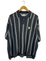 STRIPE KNIT POLO/ポロシャツ/L/レーヨン