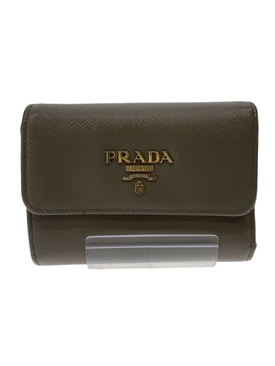 PRADA / 3つ折り財布/レザー/GRY/レディース