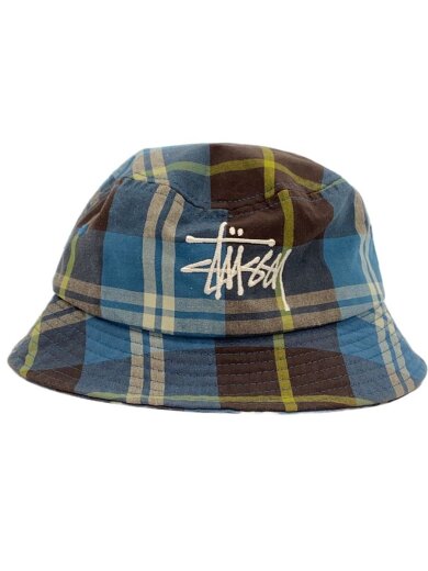 商品画像：バケットハット/M/コットン/BLU/チェック/メンズ 1