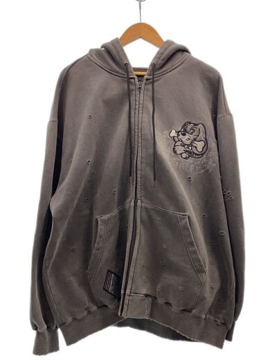 商品画像：ジップパーカー/L/コットン/GRY/プリント 1
