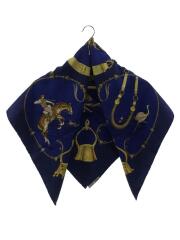 スカーフ/シルク/ネイビー/総柄/レディース/カレ 90/エルメス