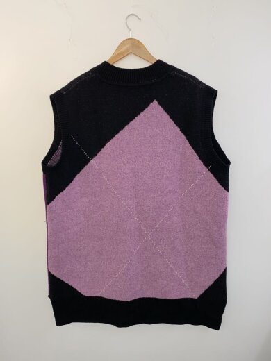 商品画像：ニットベスト(厚手)/--/ウール/PUP/I19AW-K24/オーバーサイズアーガイルニットベスト 2