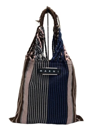 商品画像：トートバッグ/--/マルチカラー/ストライプ/ストライプニット ハンモックトート 1