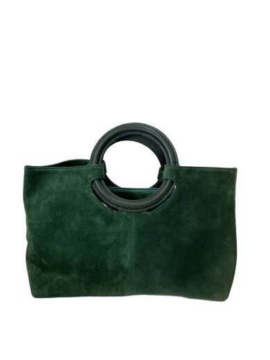商品画像：ハンドバッグ/スウェード/GRN 1