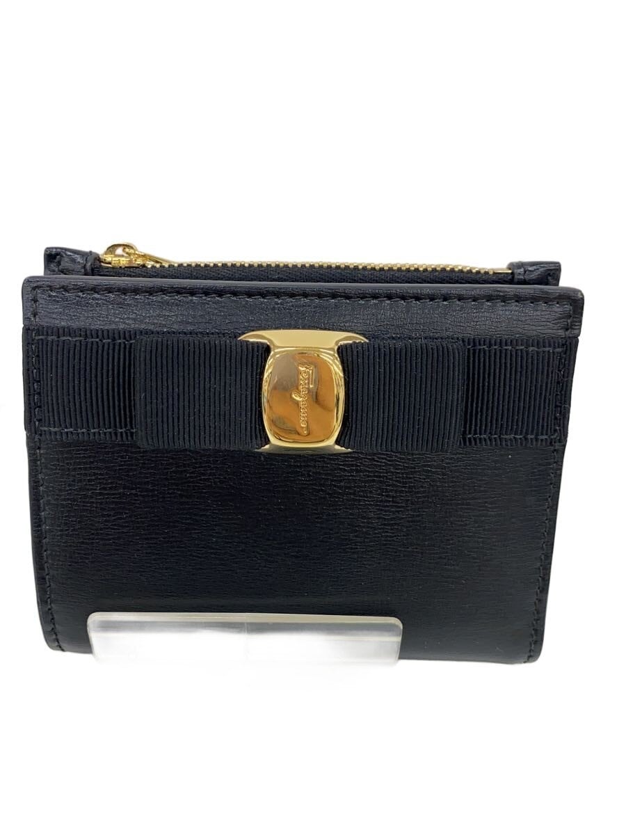 Salvatore Ferragamo / 2つ折り財布/レザー/BLK/レディース