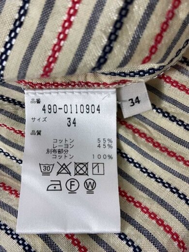 商品画像：長袖シャツ/34/コットン/BEG/ストライプ 4