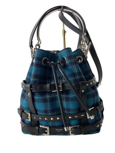 商品画像：ボンボンバケット/ショルダーバッグ/--/BLU/チェック 1