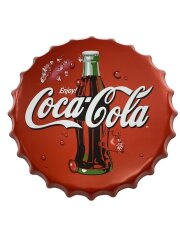 コカコーラ/キャップ型ブリキ看板//RED
