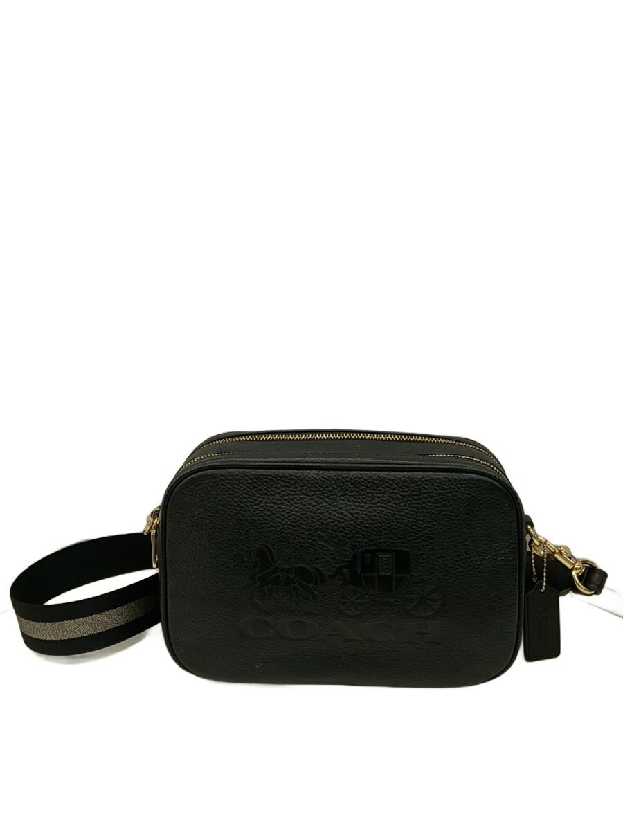 COACH / ショルダーバッグ_ホースアンドキャリッジ/レザー/BLK/無地