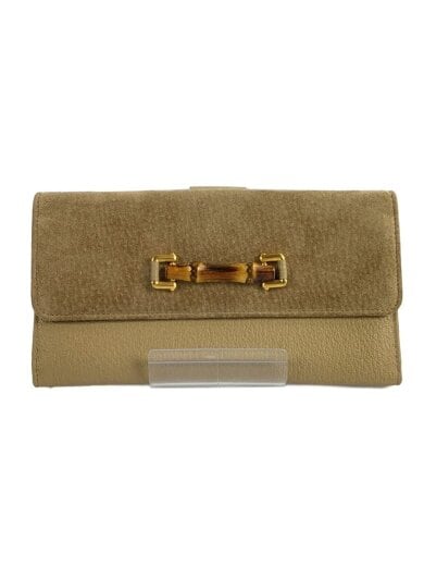 商品画像：バンブー/長財布/レザー/BEG/無地/レディース 1