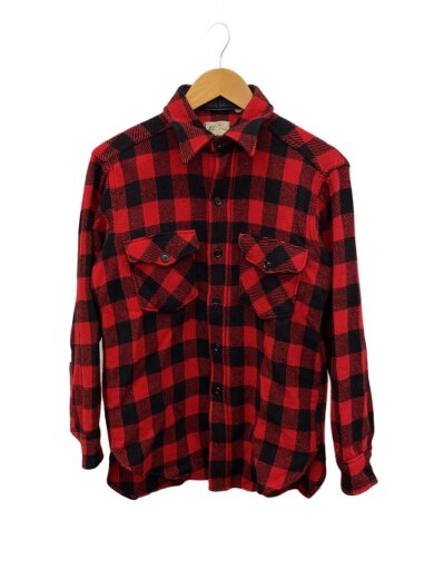 商品画像：70s/ウールシャツ/筆記体タグ/長袖シャツ/RED/チェック 1