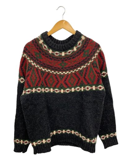 商品画像：80s~/ニット・セーター(厚手)/M/ウール/マルチカラー/総柄 1