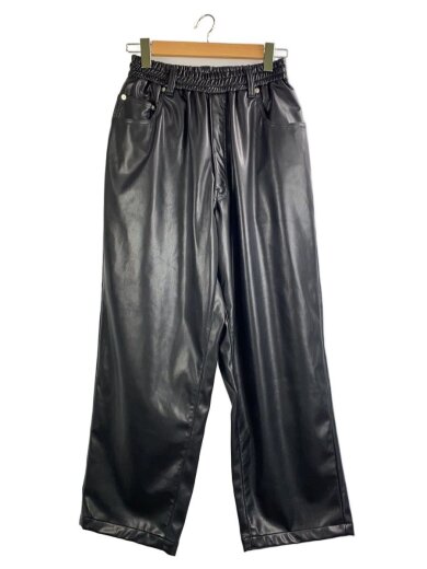 商品画像：24AW/Faux Leather 5Pocket Wide Easy Pants/ボトム/S/ポリエステル/BLK 1