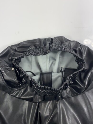 商品画像：24AW/Faux Leather 5Pocket Wide Easy Pants/ボトム/S/ポリエステル/BLK 3