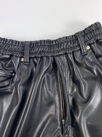 商品画像：24AW/Faux Leather 5Pocket Wide Easy Pants/ボトム/S/ポリエステル/BLK 7