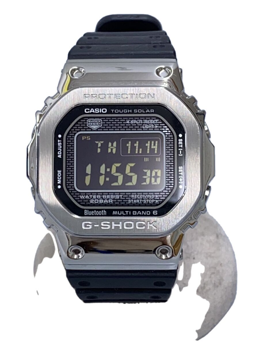 CASIO / ソーラー腕時計・G-SHOCK/デジタル/ラバー/SLV/BLK