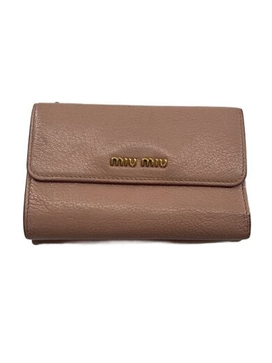 商品画像：3つ折り財布/レザー/PNK/無地/レディース 1