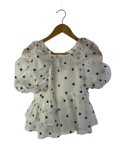 ペプラムチュニックブラウス/半袖ブラウス/one/ポリエステル/WHT/花柄