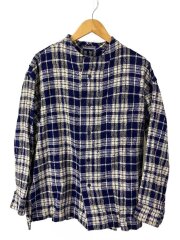 筆タグ/80s/長袖シャツ/M/コットン/NVY/チェック/LG13338