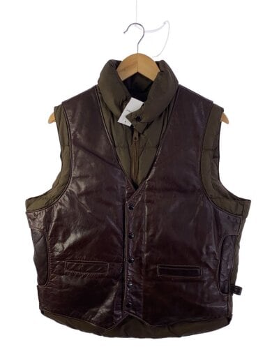 商品画像：80s/レザーパネルダウンベスト/TALONジップ/USA製/ダウンベスト/42/BRW 1