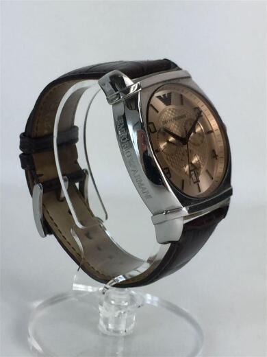 画像：EMPORIO ARMANIクォーツ腕時計/アナログ/レザー/GLD/BRW/AR03483