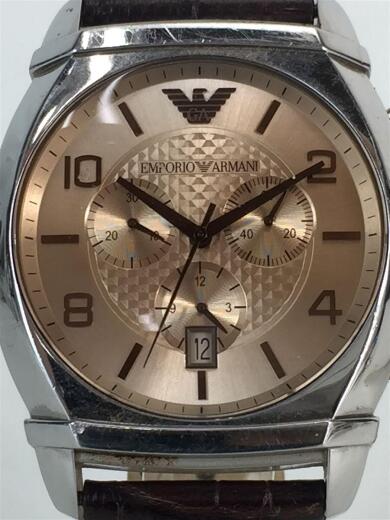 画像：EMPORIO ARMANIクォーツ腕時計/アナログ/レザー/GLD/BRW/AR03484
