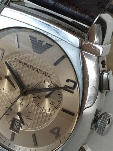 画像：EMPORIO ARMANIクォーツ腕時計/アナログ/レザー/GLD/BRW/AR03488