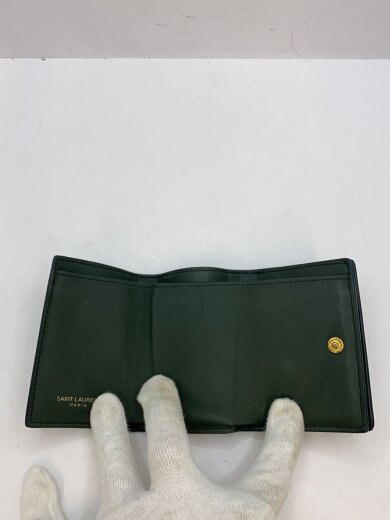 商品画像：3つ折り財布/レザー/GRN/無地/レディース 4