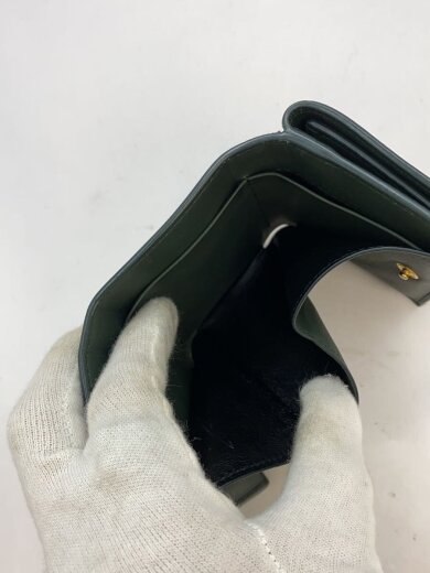 商品画像：3つ折り財布/レザー/GRN/無地/レディース 5