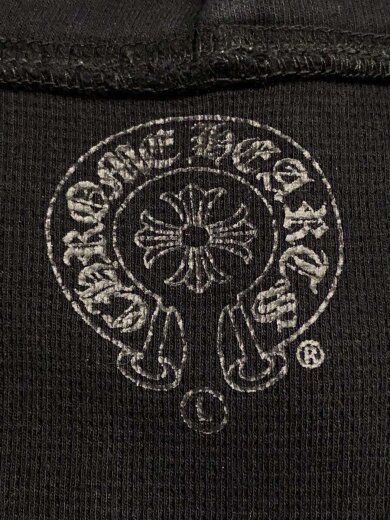 画像：CHROME HEARTSLetters Sleeve Fleece Zip Hood/L/コットン/BLK/2212-304-00163