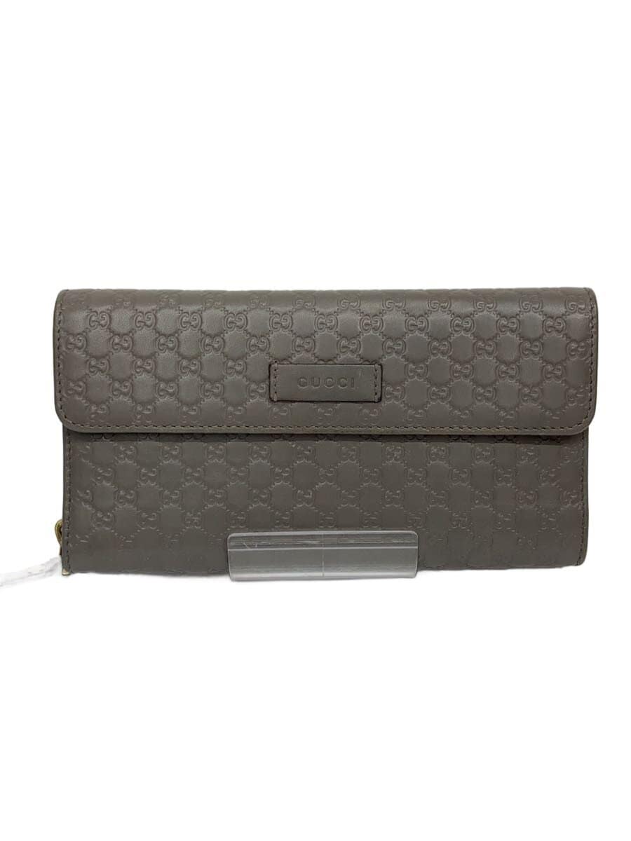 GUCCI / 長財布/レザー/マイクログッチシマ/グレー/449364/グッチ
