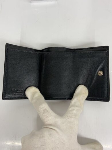 商品画像：3つ折り財布/レザー/ブラック/レディース 4