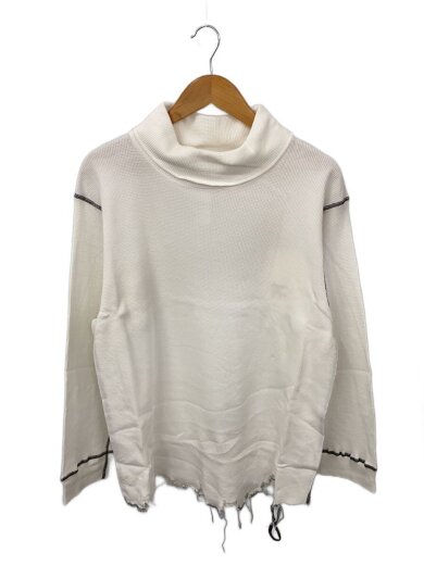 商品画像：25AW/DAMAGE WAFFLE HI-NECK LS T-SHIRT/長袖Tシャツ/2/ホワイト/アンセルム 1