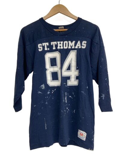 商品画像：70s/バータグ後期/USA製/フットボールT/7分袖カットソー/M/ネイビー/ヴィンテージ 1