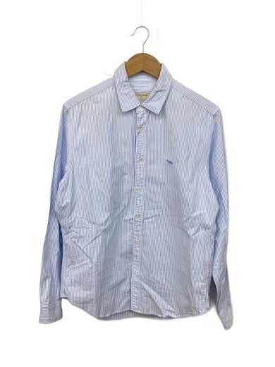 商品画像：長袖シャツ/M/コットン/BLU/ストライプ 1