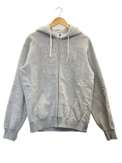 商品画像：METAL LOGO FABRIC-STITCHED ZIP HOODIE/M/コットン/グレー 1