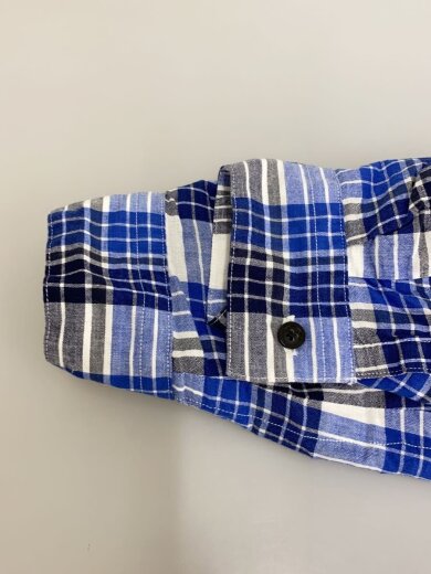商品画像：23SS/Open Collar Shirt/開襟/長袖シャツ/L/コットン/ブルー/チェック 5