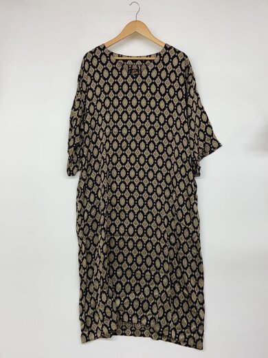 商品画像：Jacquard/Fine pattern/半袖ワンピース/1/ブラック/総柄/GL100// 1