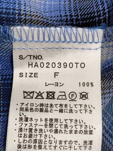 商品画像：ダメージZIPチェックシャツ/タグ付/半袖シャツ/FREE/レーヨン/ブルー/チェック/HA020390T// 4