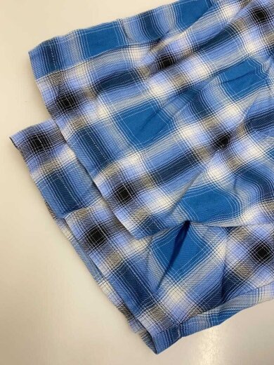 商品画像：ダメージZIPチェックシャツ/タグ付/半袖シャツ/FREE/レーヨン/ブルー/チェック/HA020390T// 5