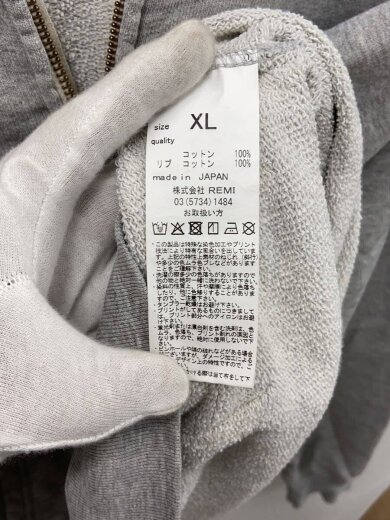 商品画像：状:A/飛び裏毛ZIPパーカー/ジップパーカー/XL/コットン/GRY/RN29373251AK 4