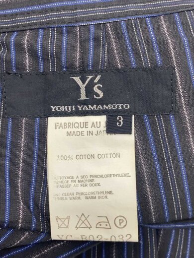 商品画像：７分袖ブラウス/3/コットン/BLK/ストライプ/YC-B02-032// 3