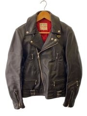 ダブルライダースジャケット/34/レザー/BLK