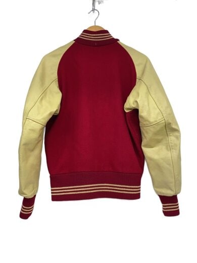 商品画像：xINCERTUS/USA製/スリーブレザースタジャン/S/ウール/RED/シミ有 2