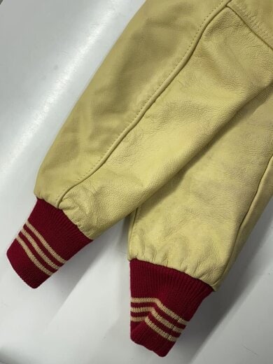 商品画像：xINCERTUS/USA製/スリーブレザースタジャン/S/ウール/RED/シミ有 6